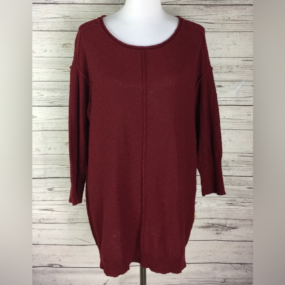 Two by Vince Camuto Brick Red Pullover Tunic 3/4 Sleeve Sweater